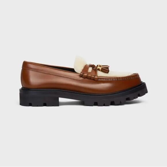 Celine Shearling Loafers w/Tassel - Picture 1 of 11